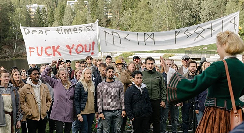 Protest scene from Beforeigners