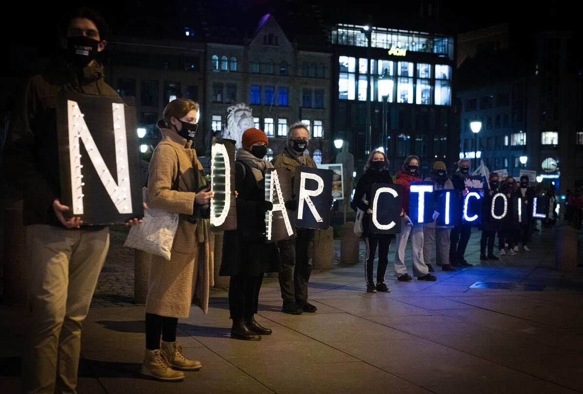 People vs Oil Protest at Norwegian Parliament in Oslo