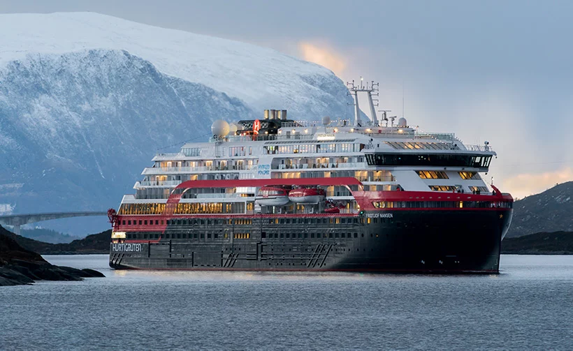 Hurtigruten ship in the Norwegian winter