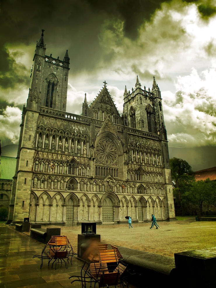 Nidaros Cathedral seen from the cafe