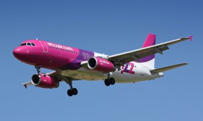 Purple Wizz Air airliner