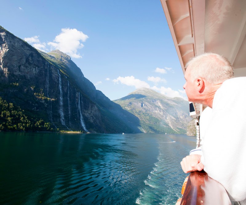 Retired Norwegian looking at the Geirangerfjord.