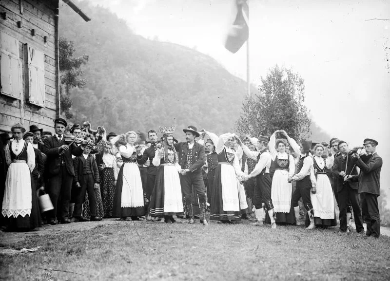 A wedding party in rural Norway
