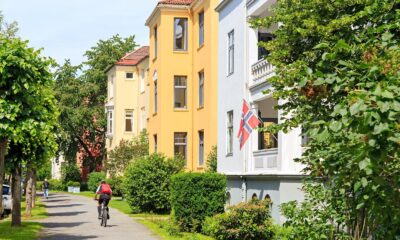 Cyclist in an Oslo suburb