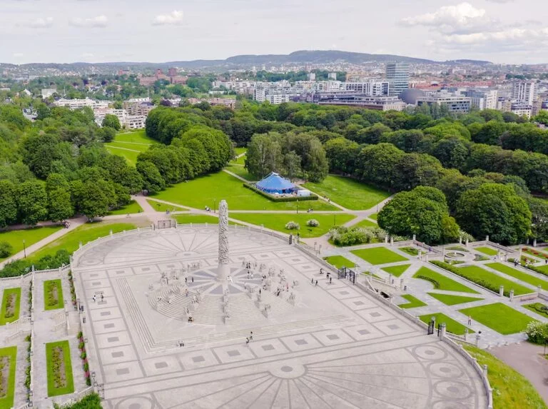 Drone photography of Frogner Park, Oslo