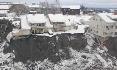 Collapsed houses in Norway landslide