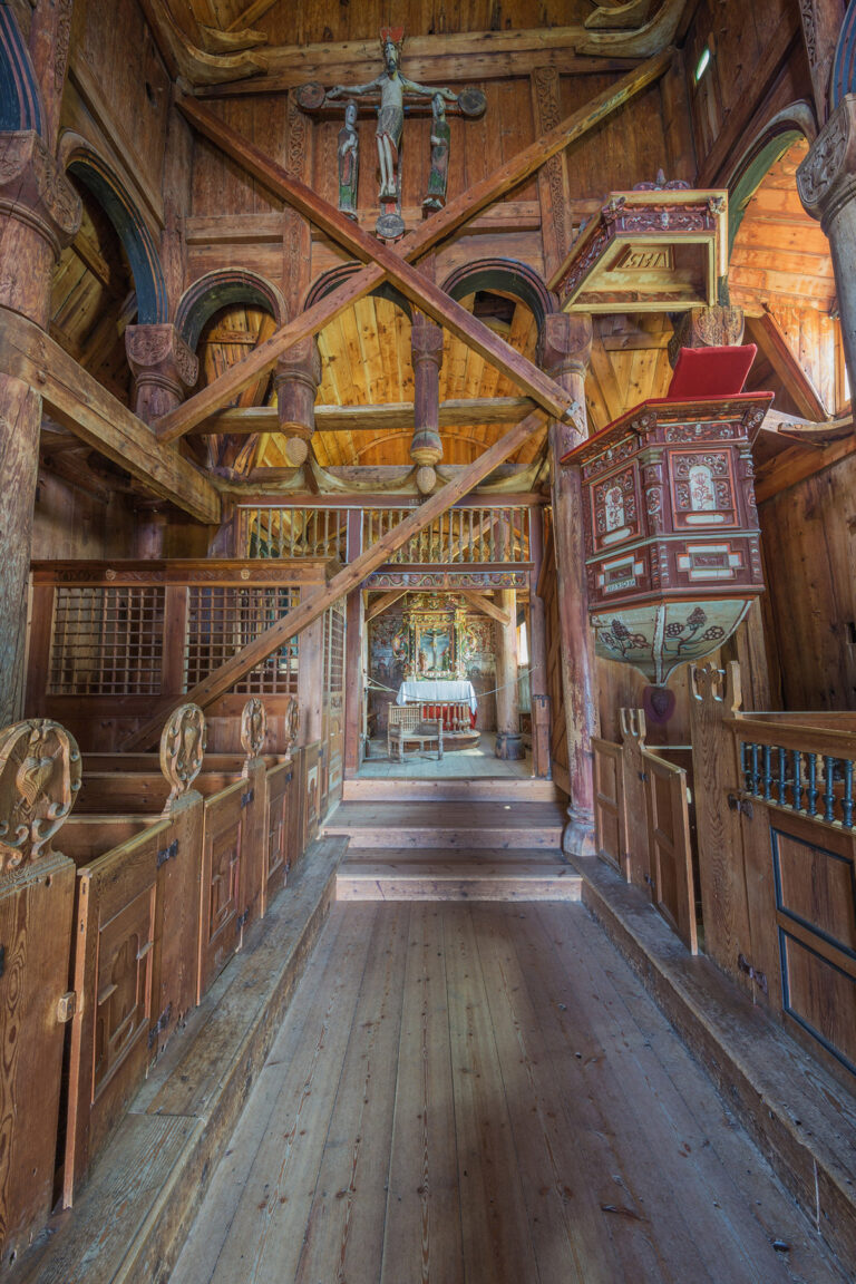 Inside Urnes stave church