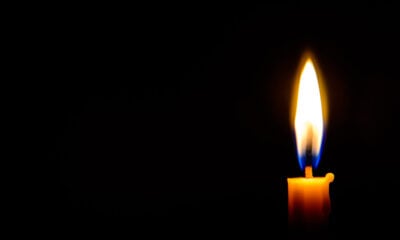 Memorial candle burning in Arctic Norway