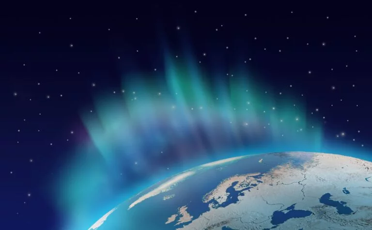 The northern lights over Scandinavia