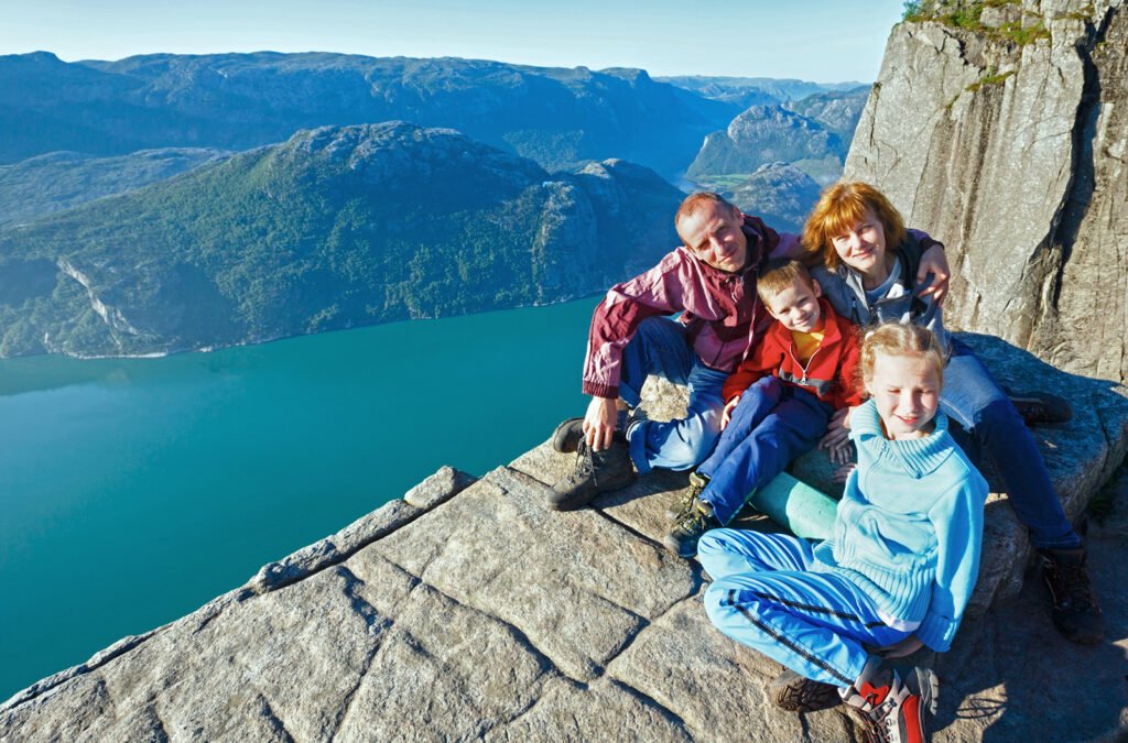 A happy Norwegian family on vacation