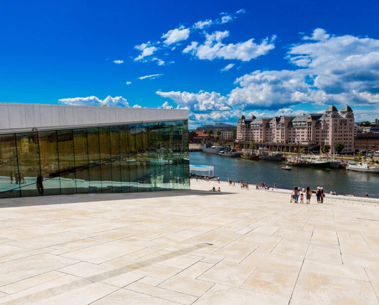 The sloping roof of Oslo Opera House, Norway