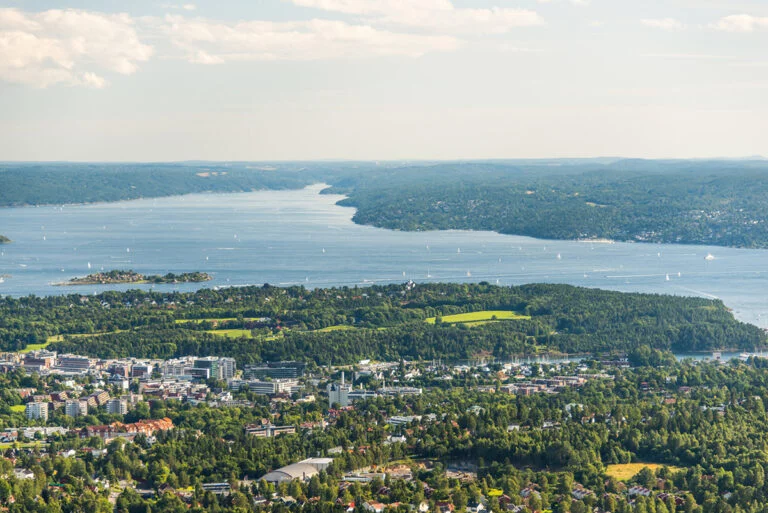 A panorama of the green city of Oslo, Norway