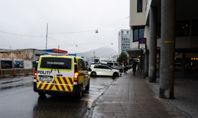 A police car attending an incident in Ålesund, Norway