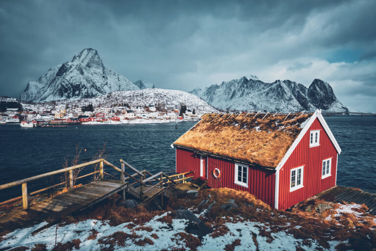 A small red house in Lofoten, Norway