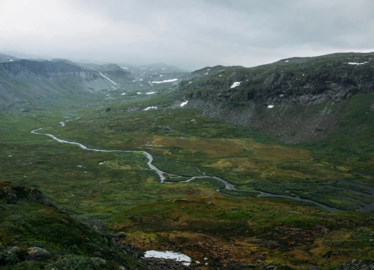 Panorama of the Hardangervidda mountain plateau in Norway