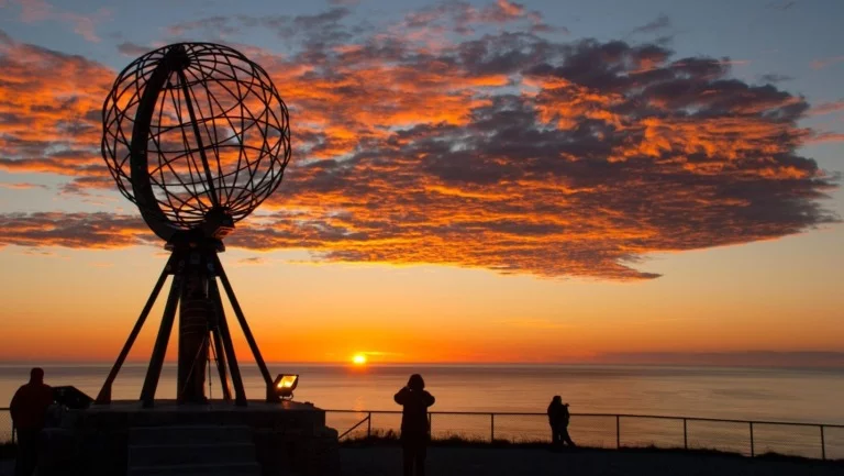 The North Cape monument marks the northernmost point of Norway