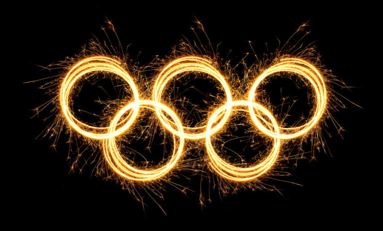 Sparkling winter olympic rings