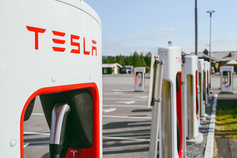 Tesla electric car charging station in Norway