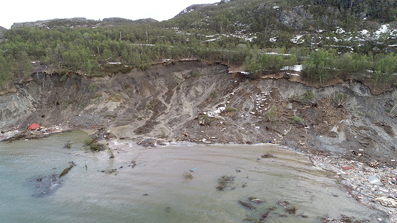 The quick clay landslide at Kråknes near Alta, Norway.