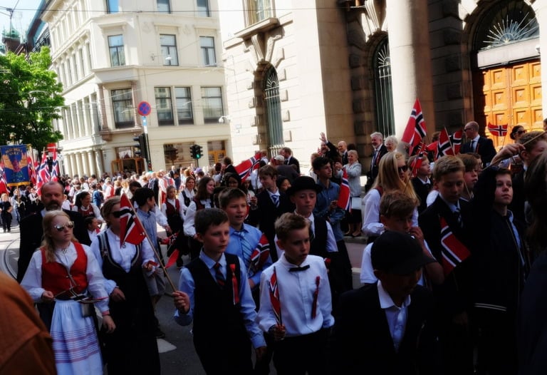 Norwegian children's parade on 17 May, Norway's National Day