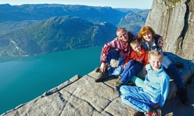 A happy Norwegian family on vacation