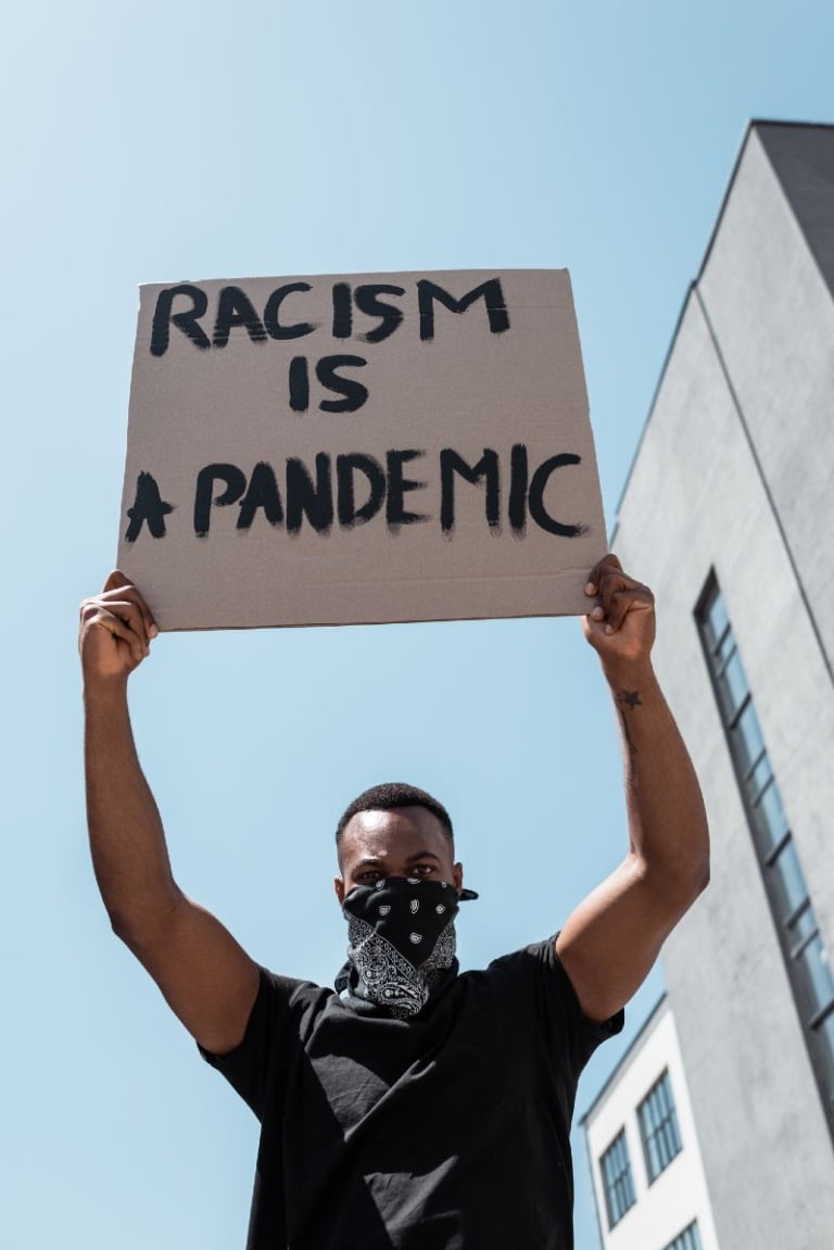 Racism protester in street