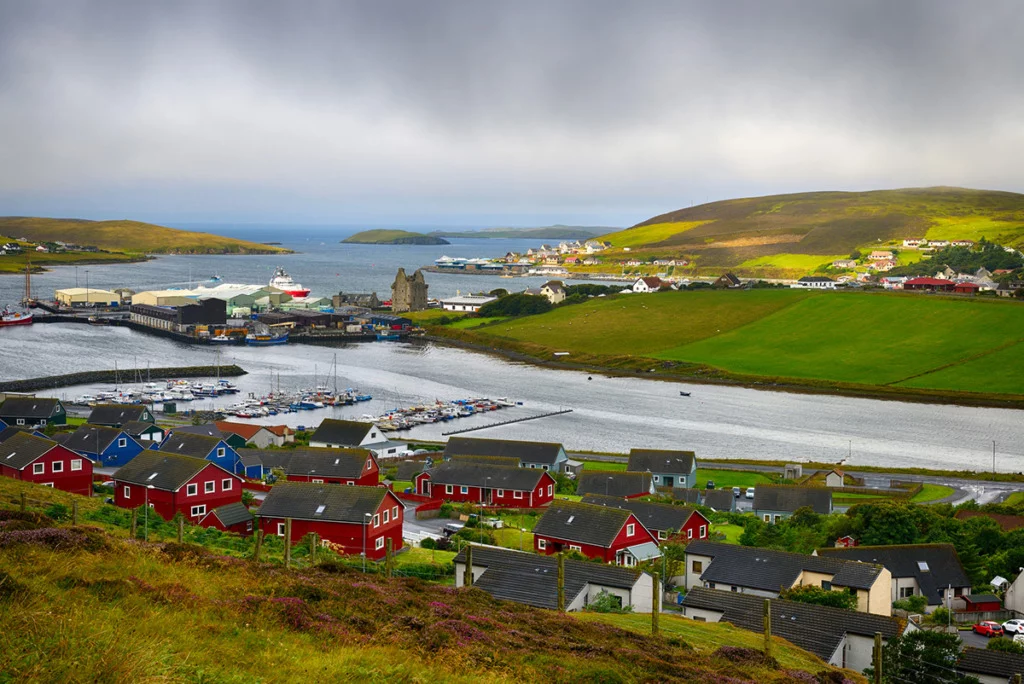 Scalloway harbour in Shetland