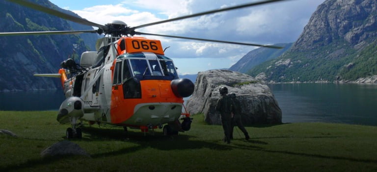 Sea King search and rescue helicopter in Norway