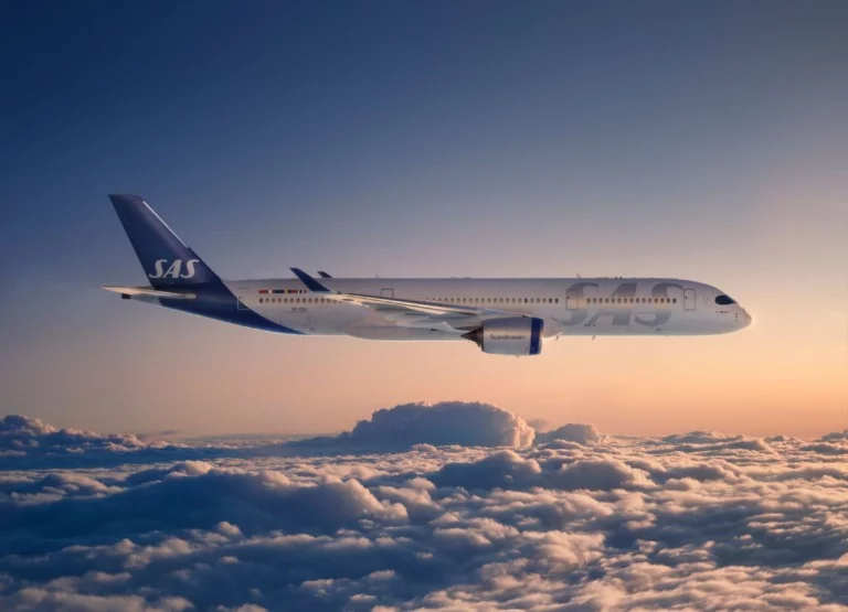SAS airplane in the sky