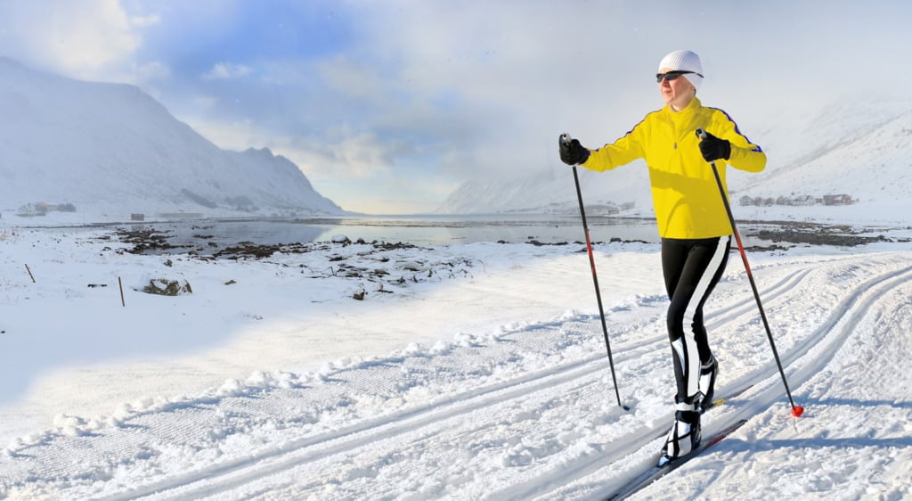 Cross-country skier in the Norwegian landscape