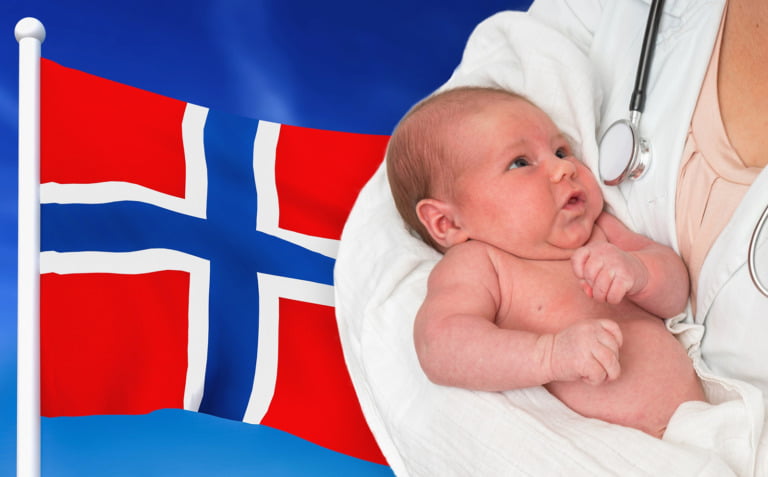 Newborn baby in Norway.