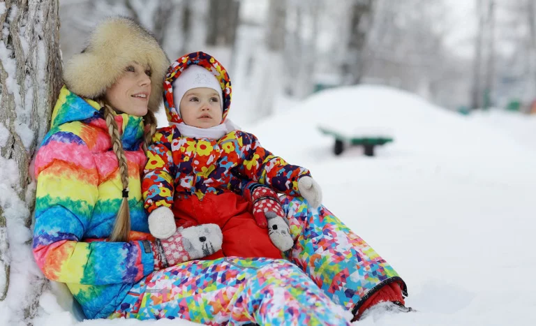 Norwegian family in the snow