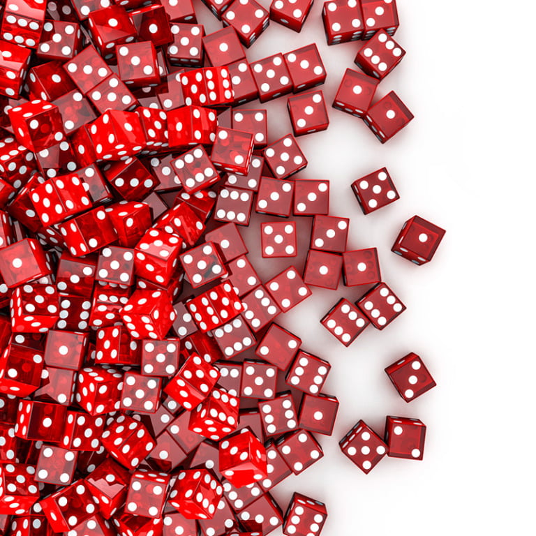 A bunch of red dice.