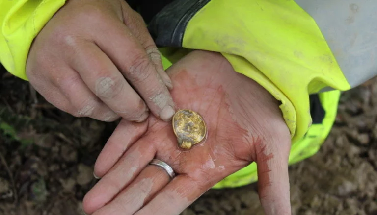 Seven rare gold pendants sacrificed 1,500 years ago found in Østfold, Norway.