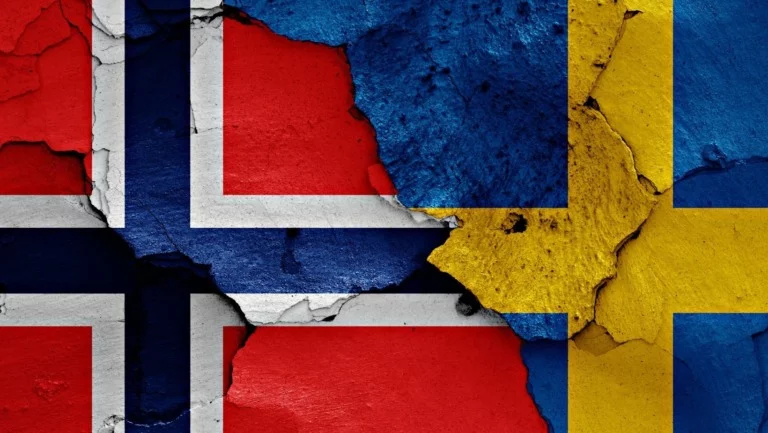 Illustration of Norway Sweden flags