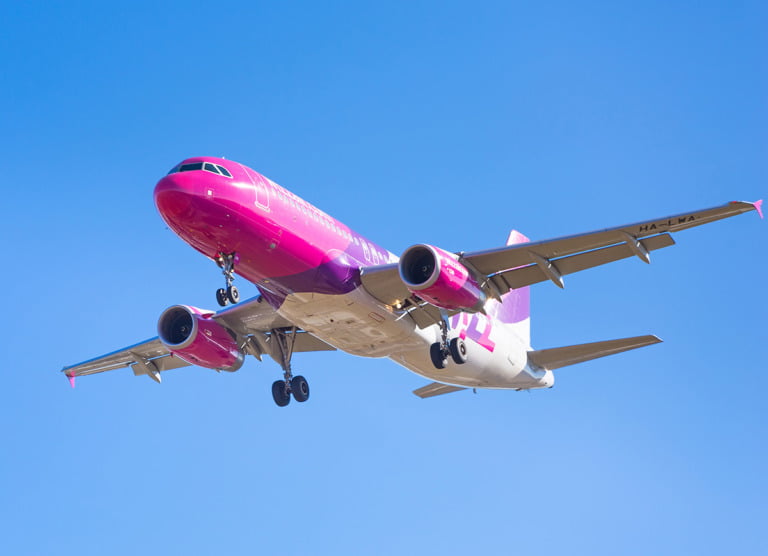 A Wizz Air airline flying