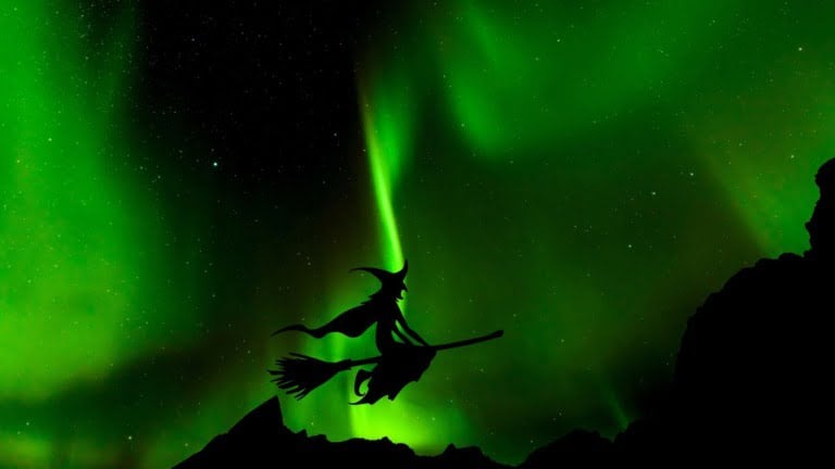 Norway witch against northern lights