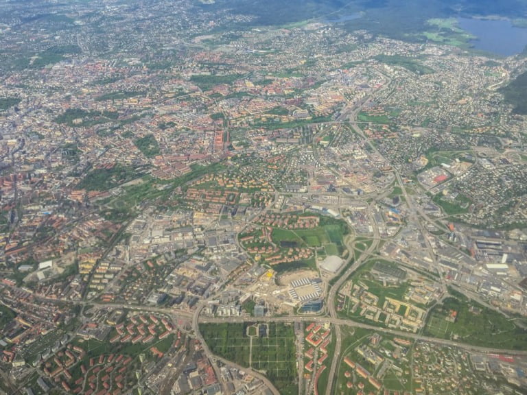 Photo of Oslo from an airplane.