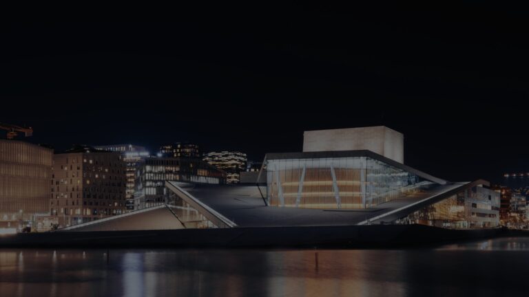 Oslo Opera House in the darkness.