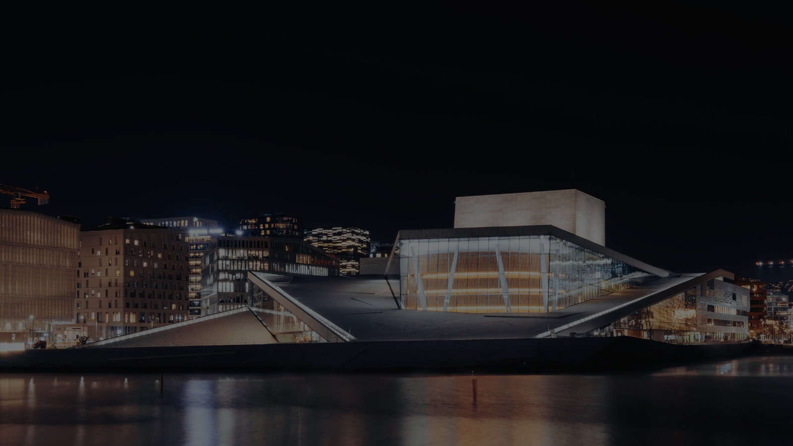 Oslo Opera House in the darkness.