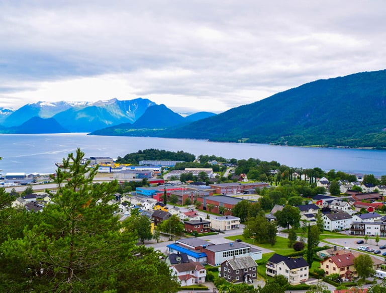 View of Åndalsnes town centre in Norway