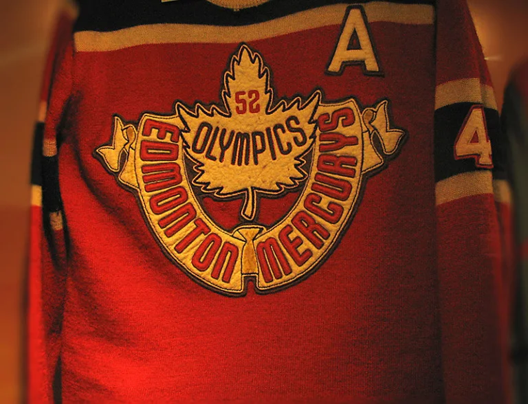 The jersey of the Canada 1952 Olympic team the Edmonton Mercurys.