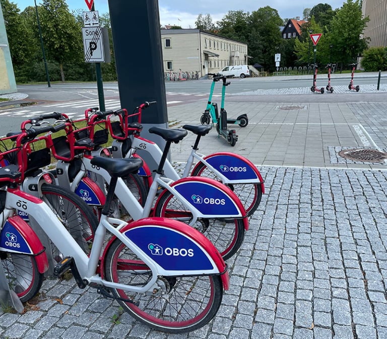 City bikes and scooters in Trondheim