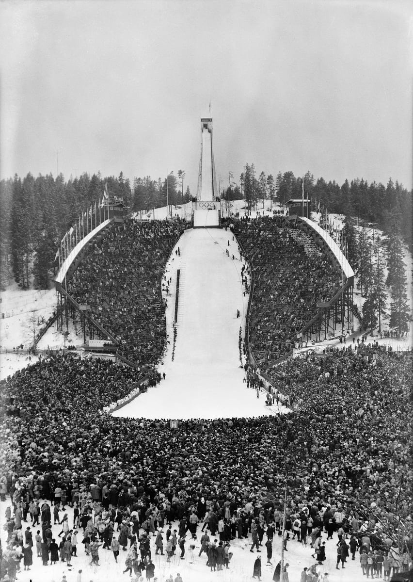 Holmenkollen Ski Jump in Oslo, Norway, in 1952.