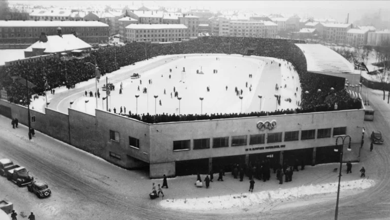 The 1952 Winter Olympics at Bislett Stadion in Oslo, Norway
