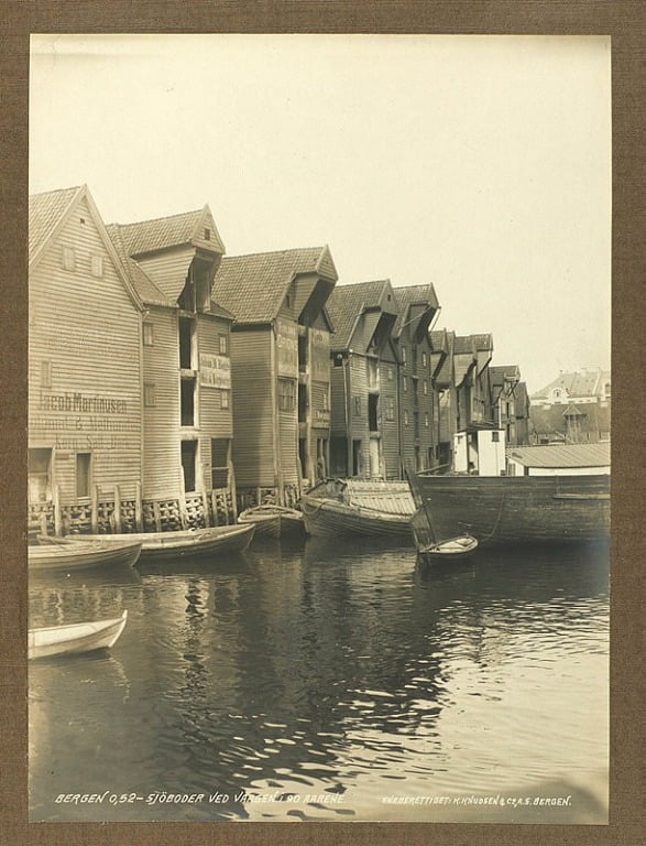 Boathouses on Strandsiden, Vågen. Taken in the 1890s.