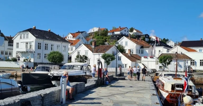 White houses at the harbour of Risør