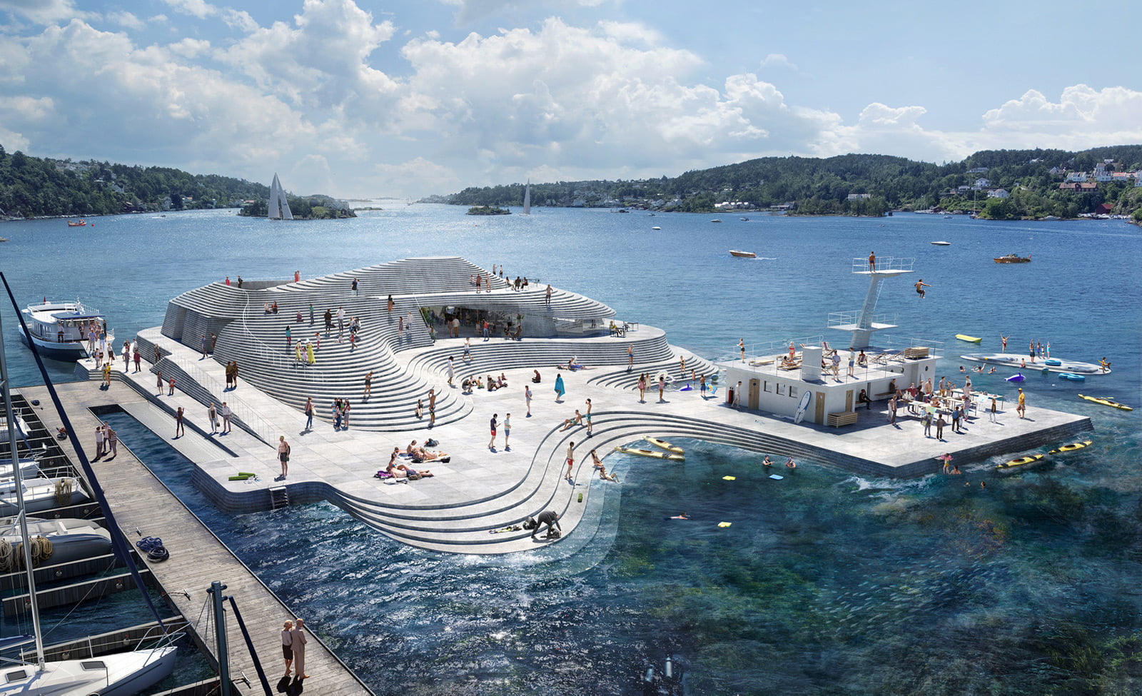 Arendal harbour baths design.