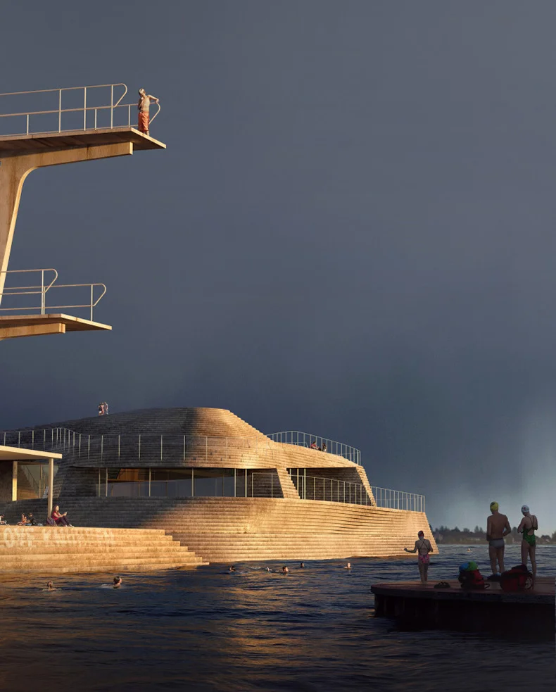 The design for the diving platforms at Knubben, Arendal.