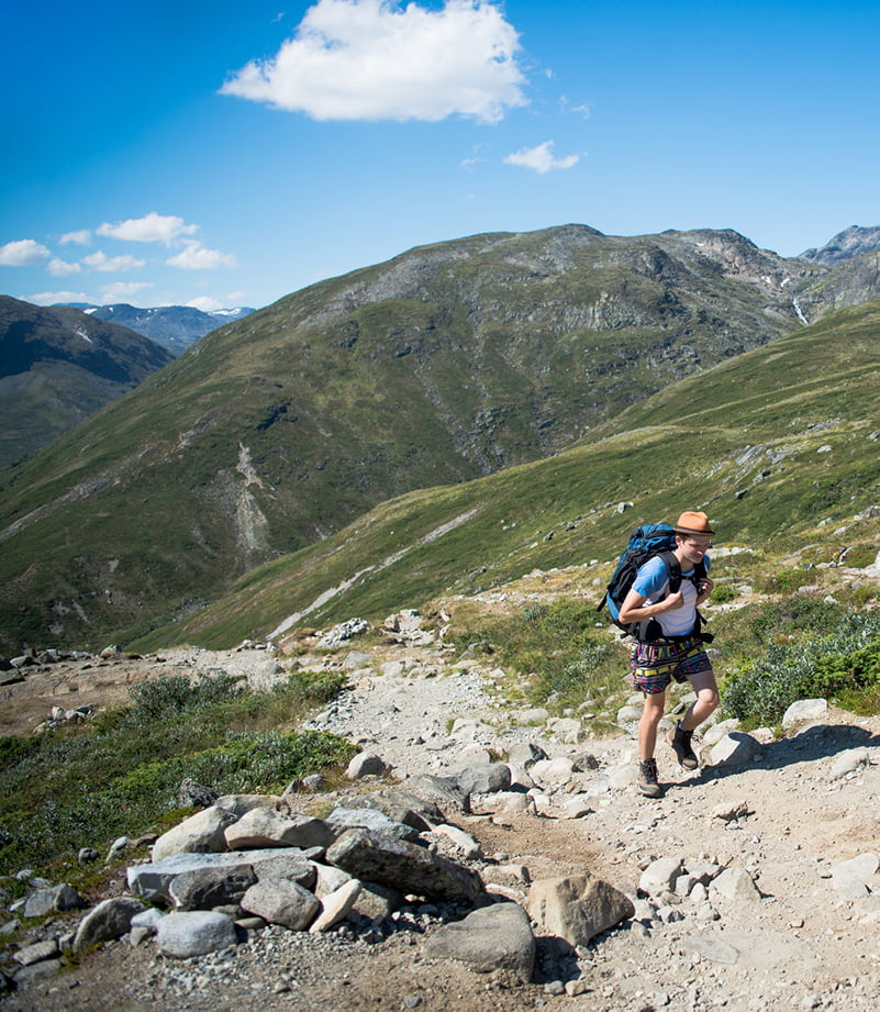 A hiking trail in the Norwegian mountains